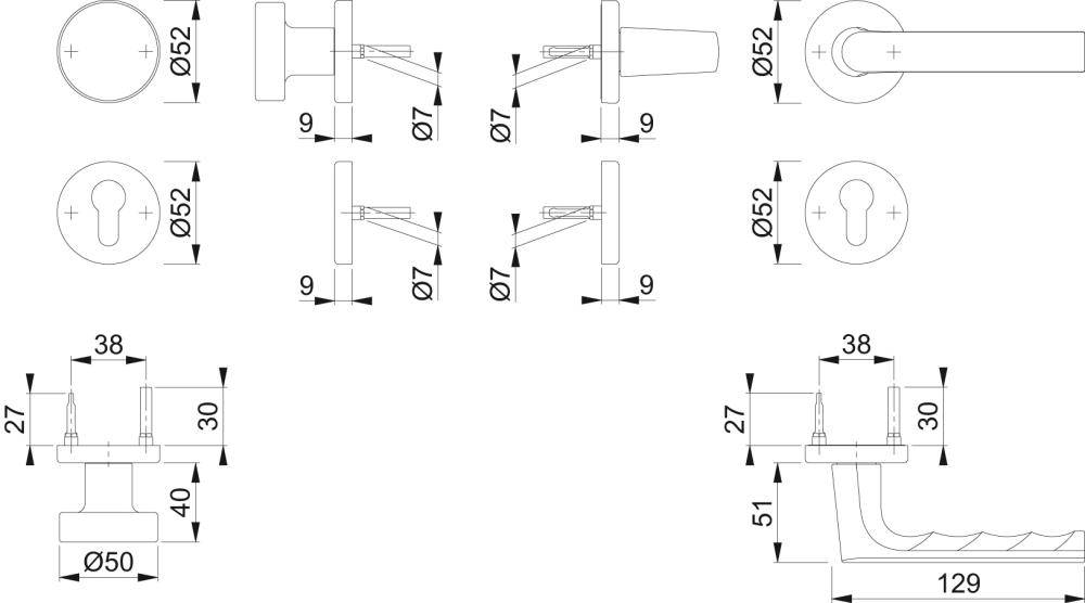 Hoppe Türbeschlag Hamburg, 58/42KB/42KBS/1700 F9714M,PZ,37-47