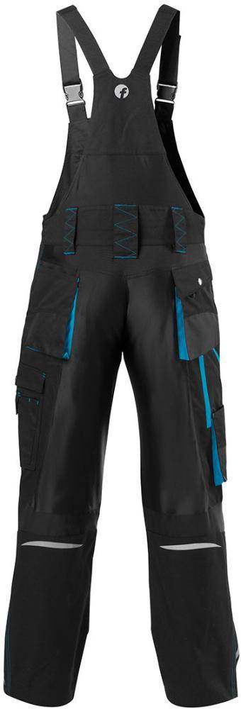 FORTIS H-Latzhose 24, schwarz/türkis, Gr. 56 schwarz/türkis, Gr. 56