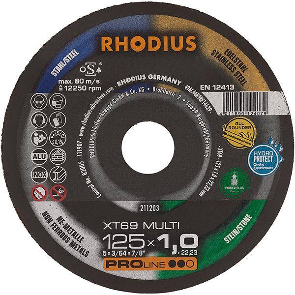 Rhodius Trennscheiben XT69 MULTI 211203 125x1,0x22,23 Extradünn Multi-Anwendung