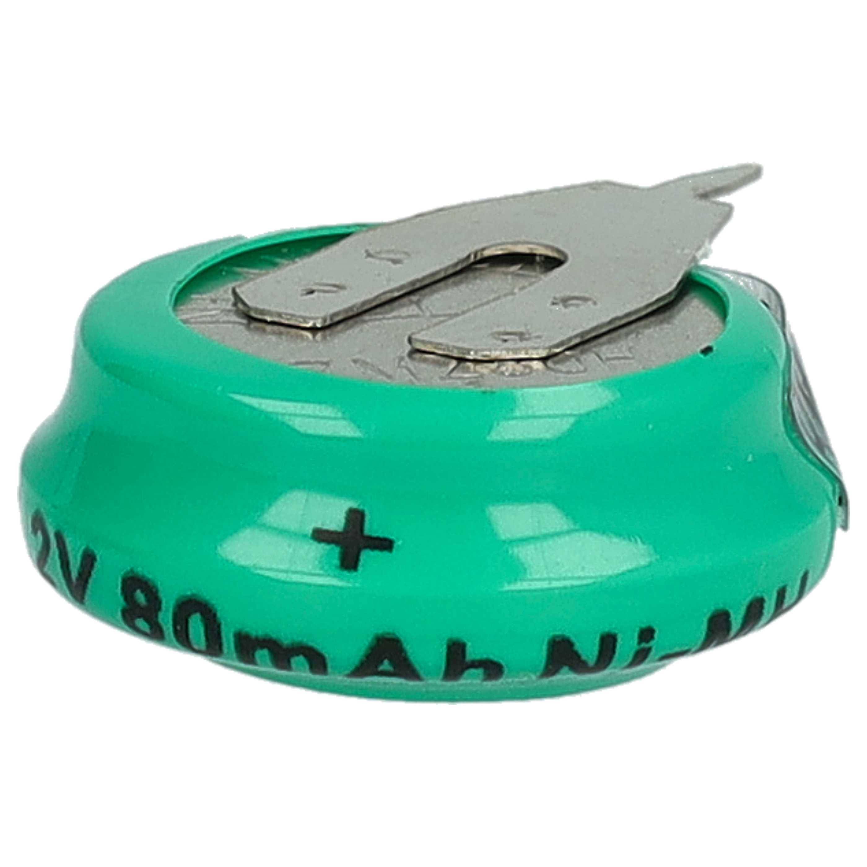 vhbw 100x NiMH Ersatz Knopfzellen-Akku Typ 1/V80H 2-Pins 80mAh 1,2V kompatibel mit Modellbau-Akkus, Solar-Leuchten uvm.