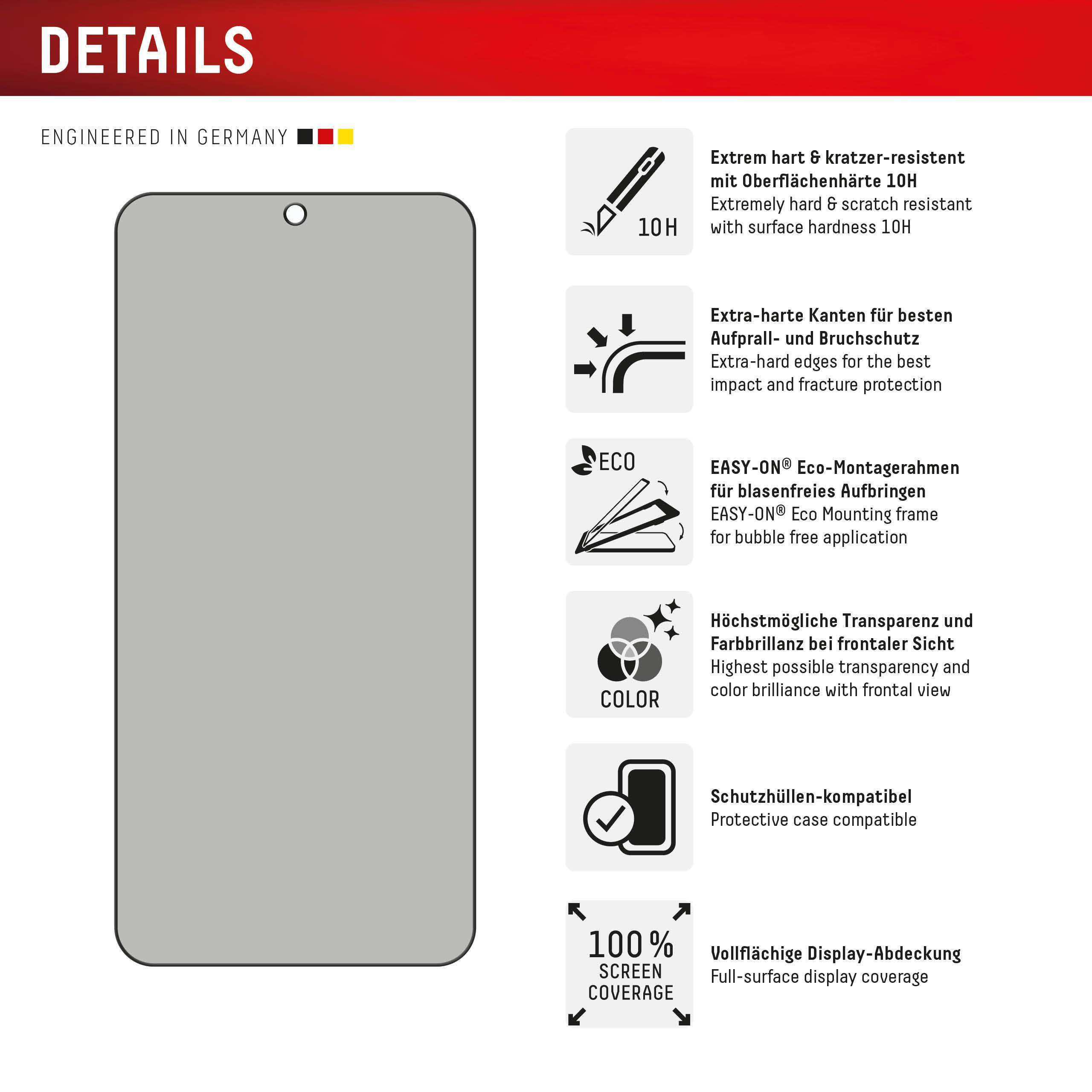 DISPLEX Privacy Full Cover Panzerglas (10H) für Samsung Galaxy