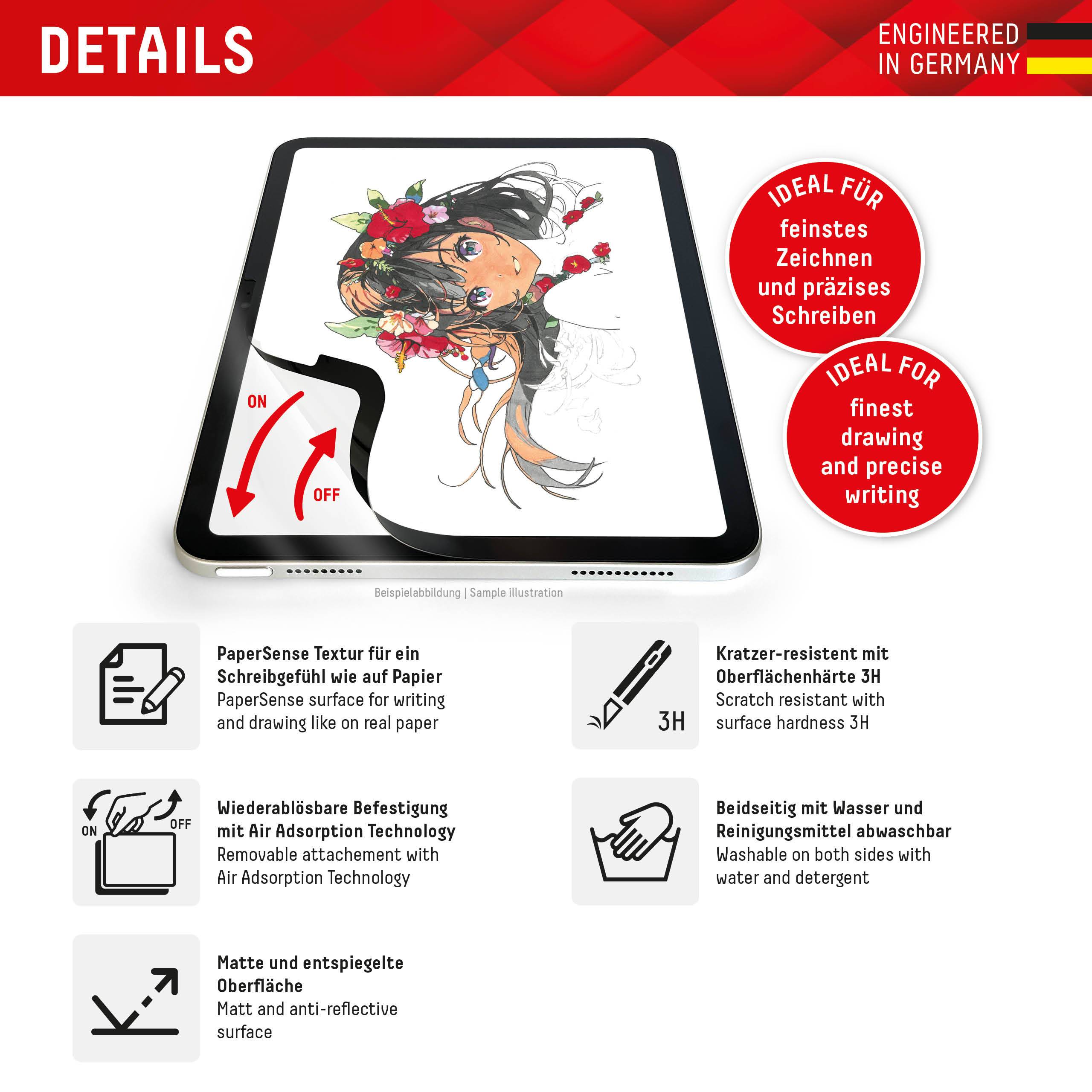 DISPLEX TABLET PAPERSENSE für iPad Pro 13'' (2024)/Air 13'' (2025/2024), wiederablösbare Schreibfolie und Zeichenfolie