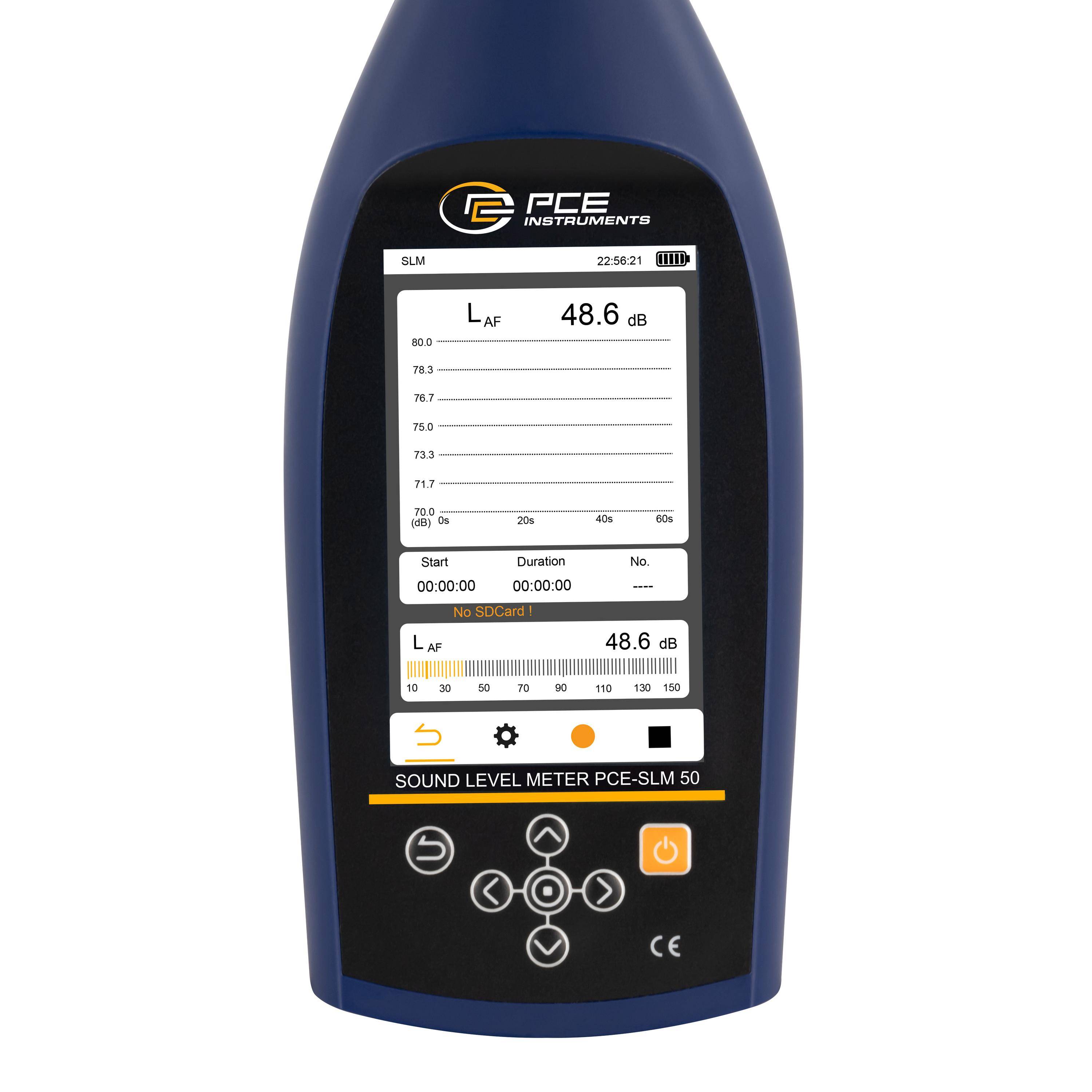 PCE Instruments Schallpegel-Messgerät Farbdisplay PCE-SLM 50 21 - 143 dB 10Hz - 20kHz Ethernet, SD-Karte, USB-C®