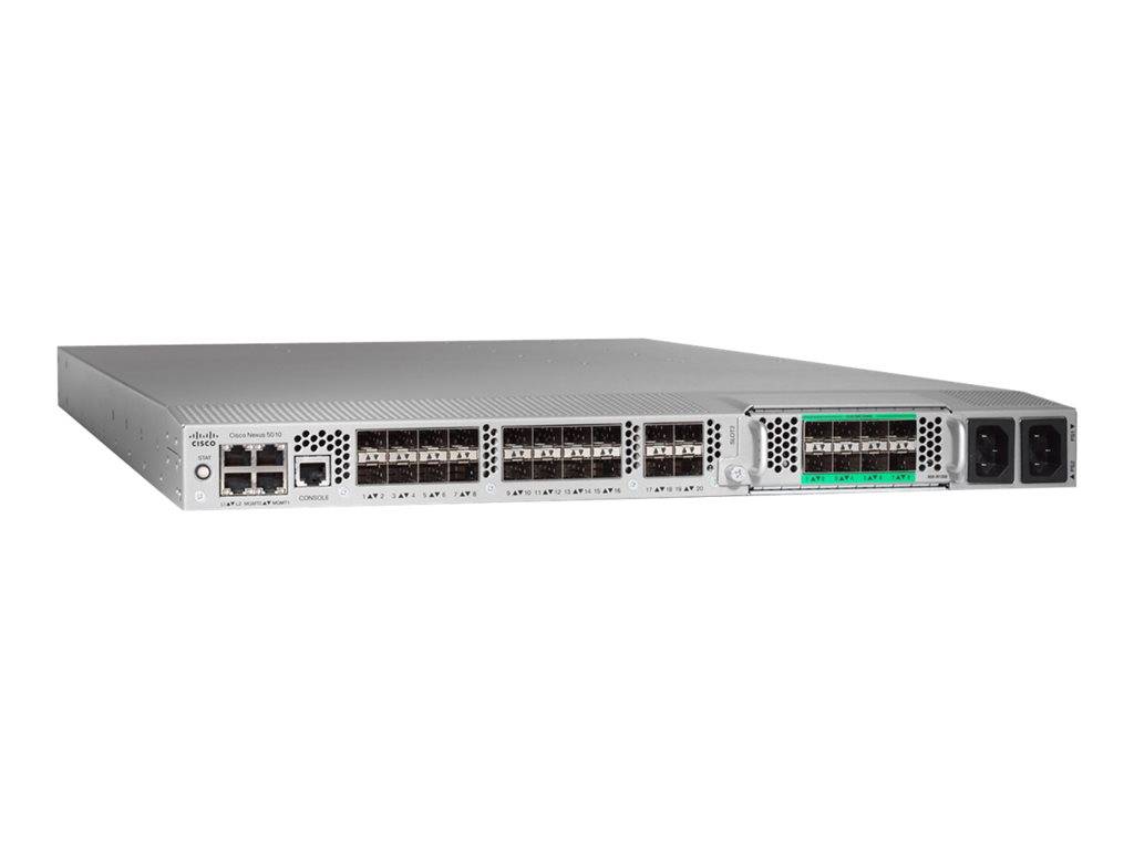 Cisco N5K-C5010P-B-S Switch - 20 Anschlüsse - managed - mit 2x Cisco MDS 9000 Family 2/4/8-Gbps Fibre Channel-Shortwave,