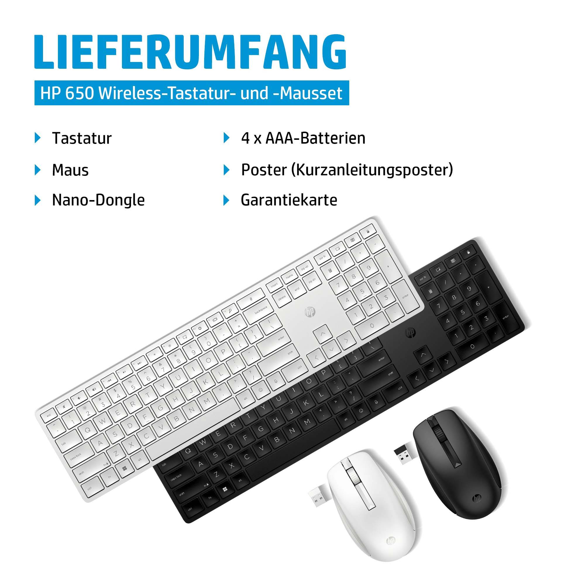 HP 650 Tastatur og mus-sæt TrådløsSchwarz - für Laptop 15-dw1025nk; Pavilion