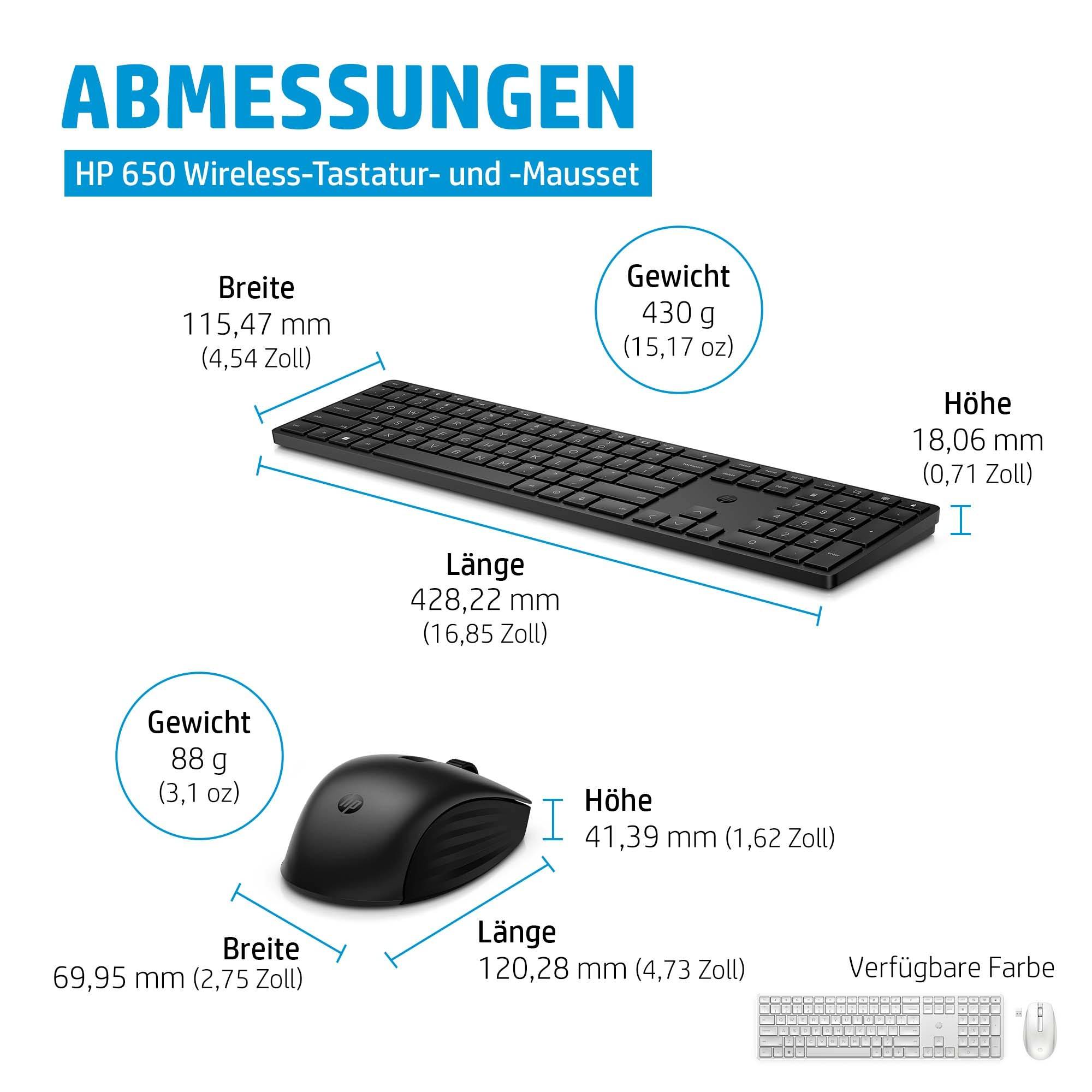 HP 650 Tastatur og mus-sæt TrådløsSchwarz - für Laptop 15-dw1025nk; Pavilion