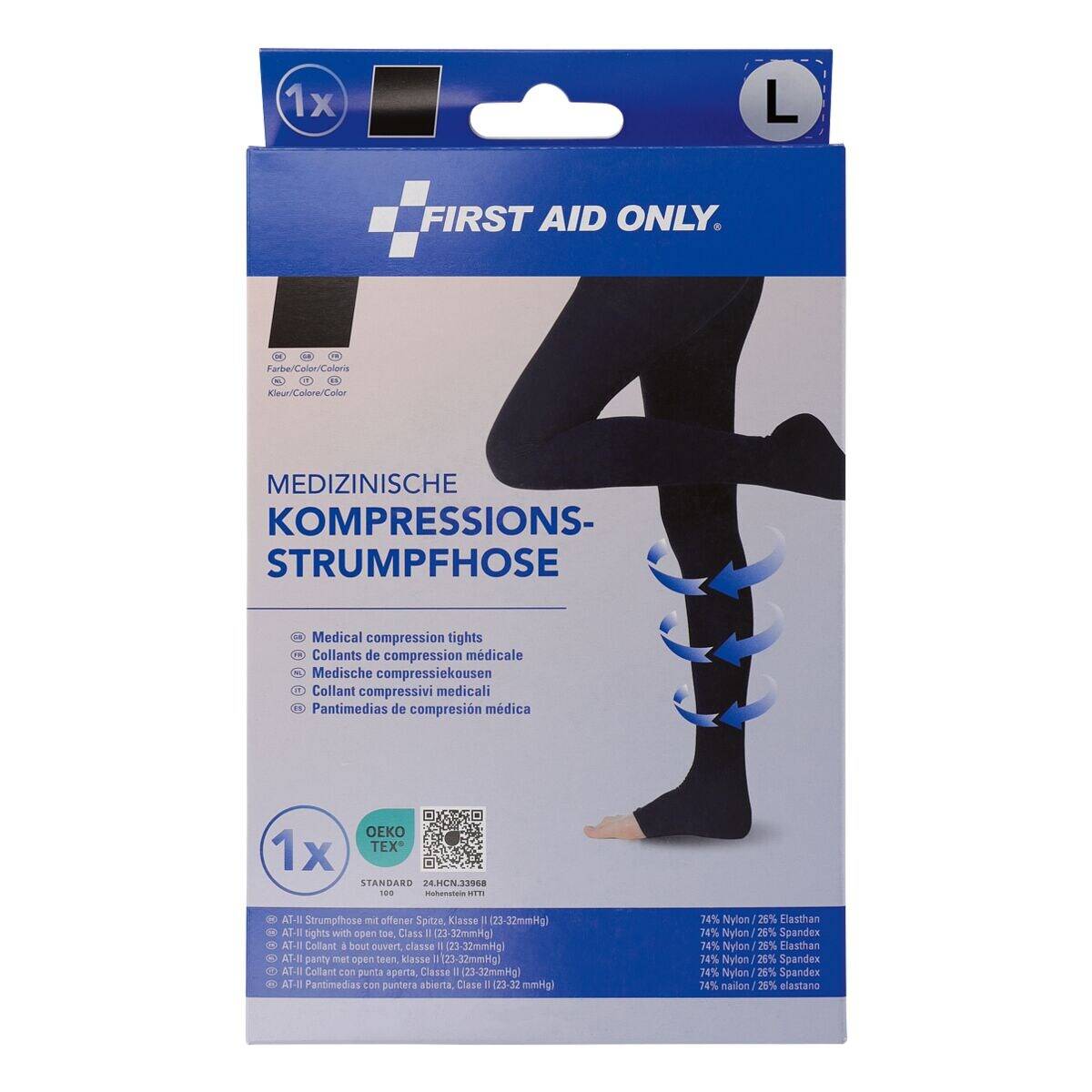 First AID ONLY Kompressions-Strumpfhose Zehen offen Größe L