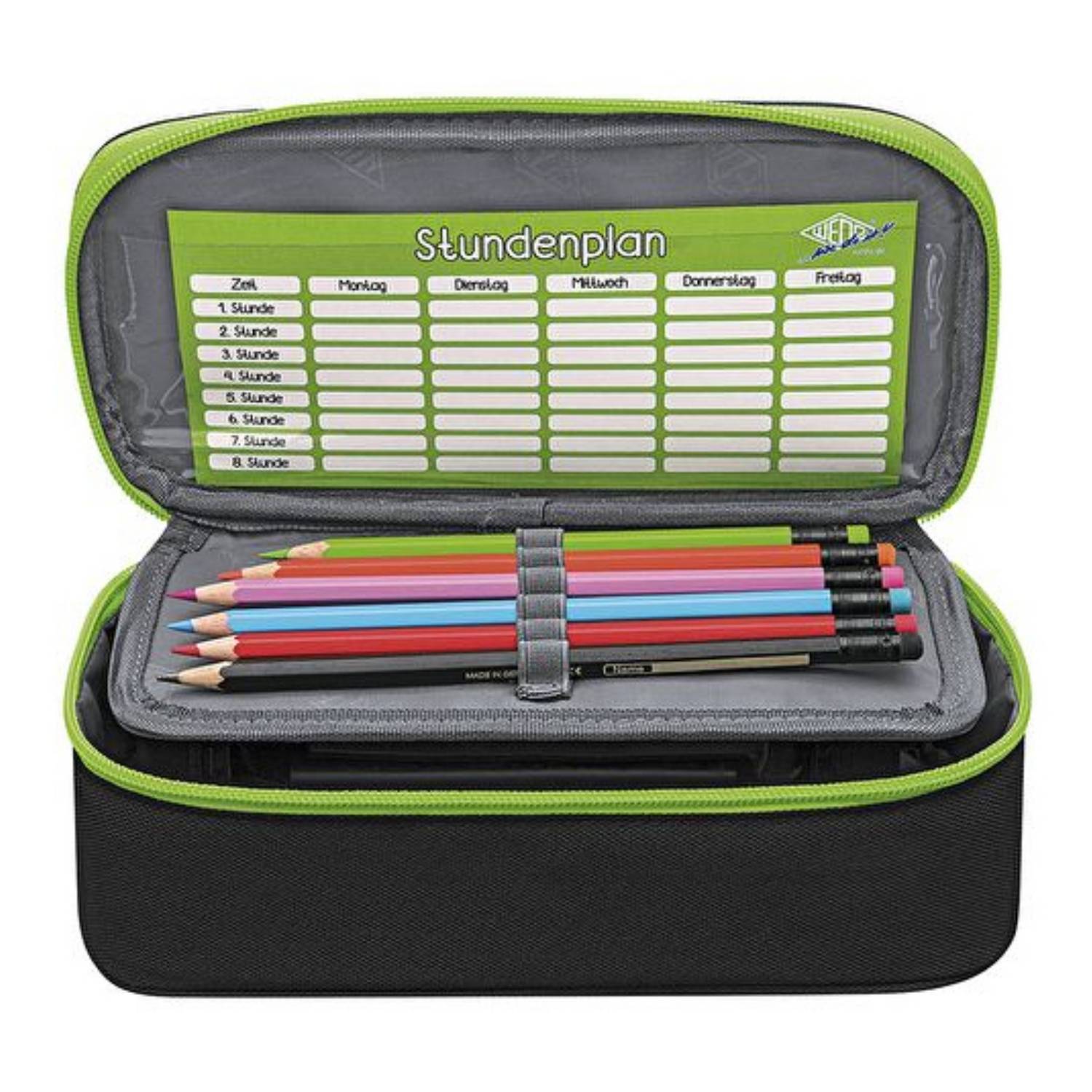 WEDO Mäppchen Schlamperbox, schwarz/hellgrün