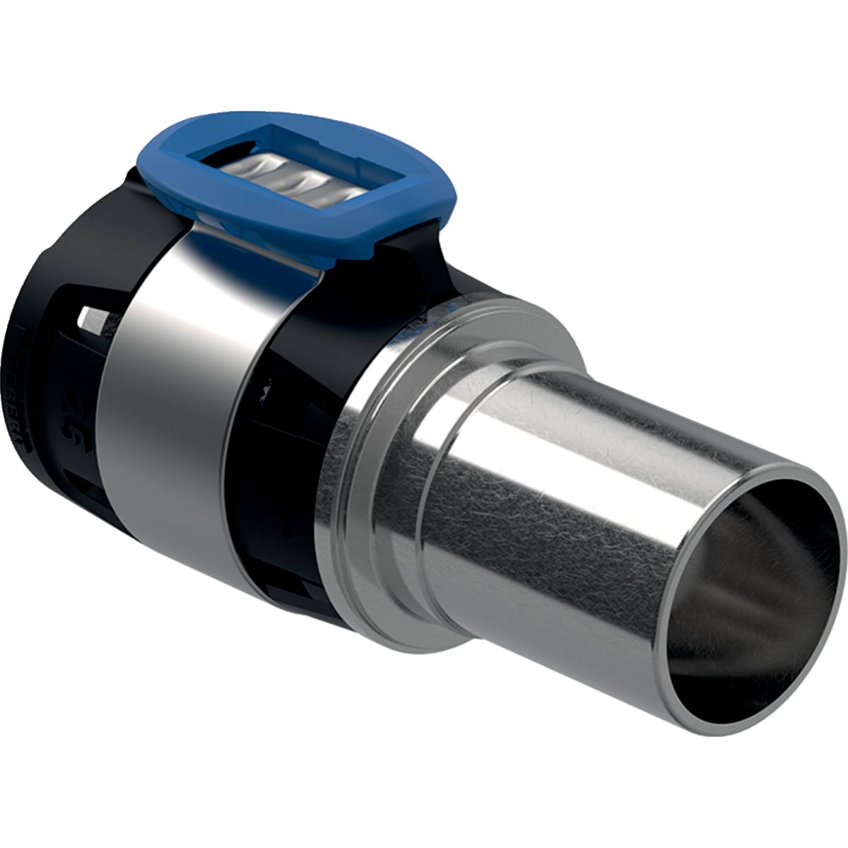 Geberit FlowFit Übergang auf Mapress, mit Einschubende D 40mm, D1 35mm, Edelstahl 1,4401