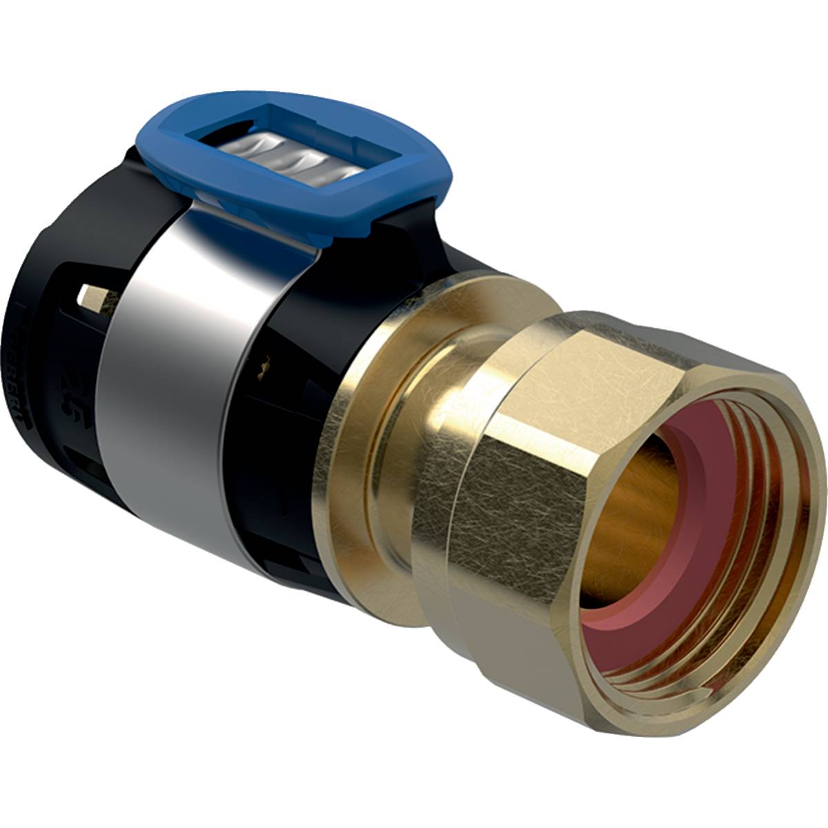 Geberit FlowFit Übergang mit Überwurfmutter bleifreie Siliziumbronze, D 40mm, ID 42mm, G 2"