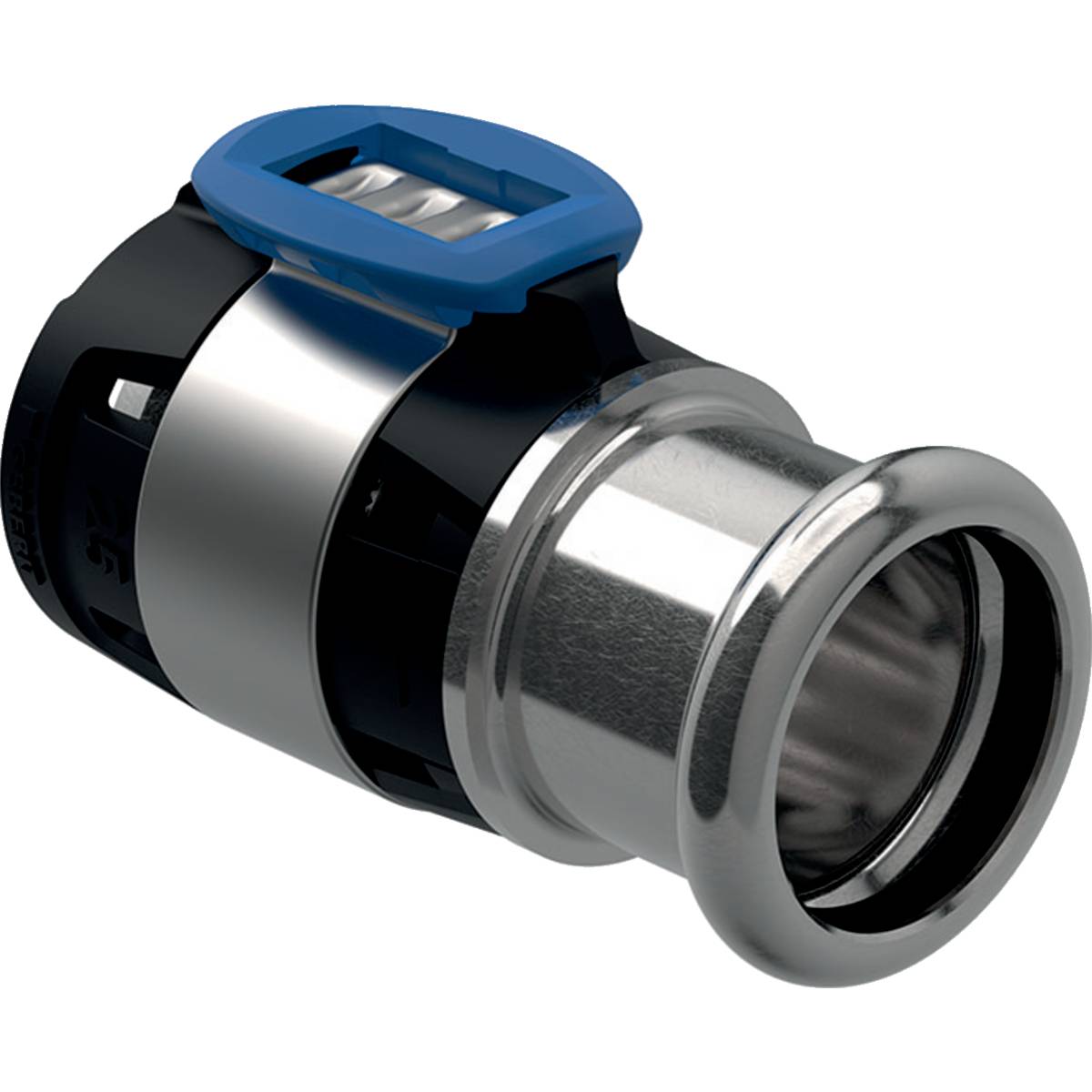 Geberit GE FlowFit, Übergang Mapress Edelstahl mit Pressmuffe, d20 x 15mm, 1 Stk.