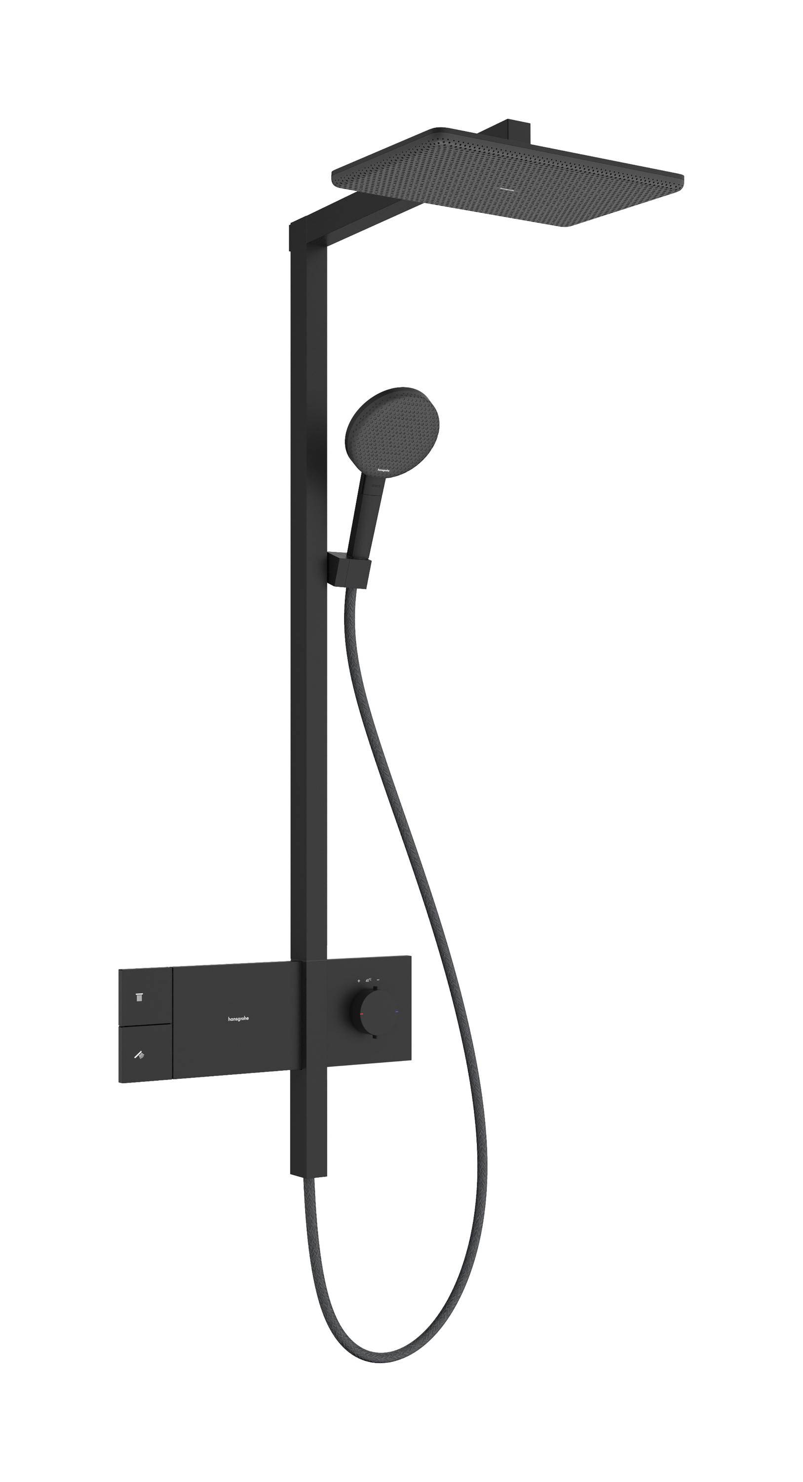 Hansgrohe Raindance Alive Q Showerpipe Duschsystem 210x340mm, 1jet EcoSmart, ShowerSelect Comfort, Mattschwarz