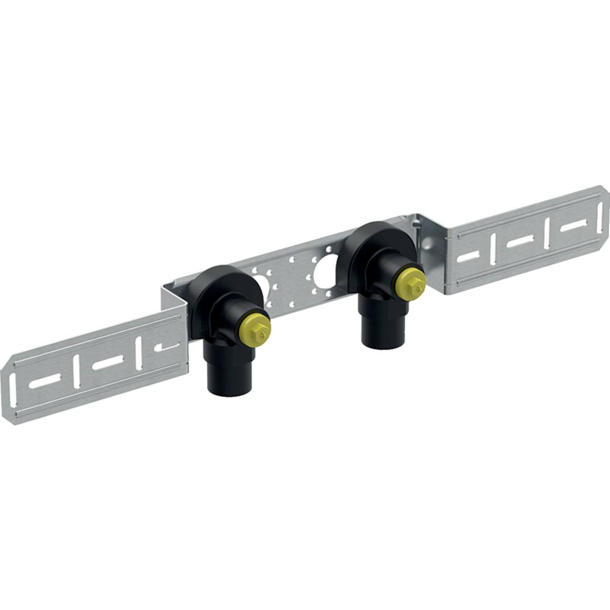GE FlowFit Anschlusswinkelset, vormontiert, doppelt gedichtet, Abgang d20mm x Rp1/2, Achsabstand 15,3 cm, Rotguss