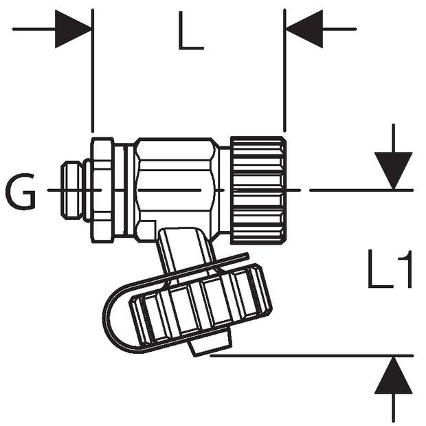 Geberit Entleerventil, DN 8, G 1/4", 4,5cm, Rotguss, 241576001