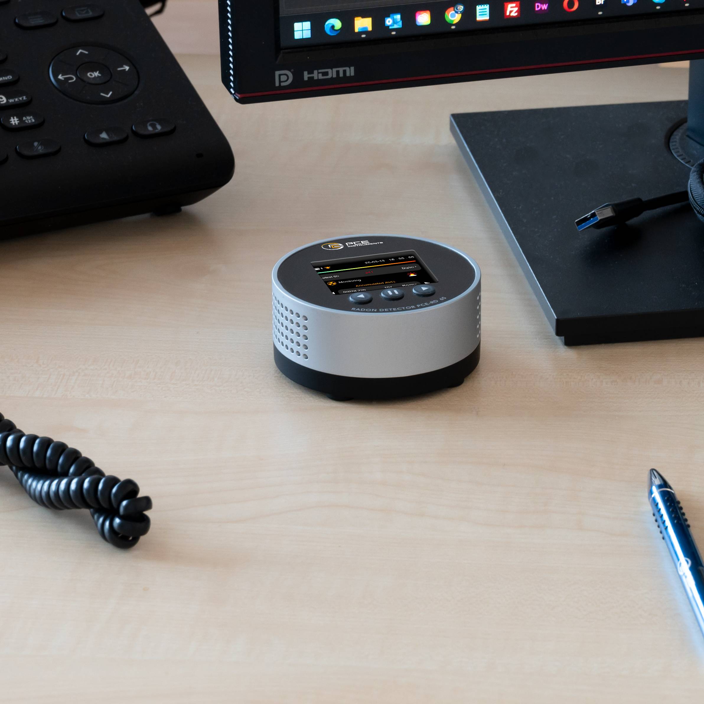 PCE Instruments PCE-RD 65 Radon-Messgerät 3.3 - 37000 Bq/m³ mit Datenloggerfunktion kalibriert Werksstandard (ohne Zertifikat)