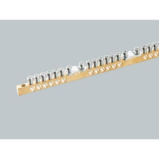 1St. Wöhner 01929 PE/N-Schiene 63 A 24 Klemmstellen 10 mm², anschraubbar, 249,0 mm lang 3 Anschlussschellen 25 mm²