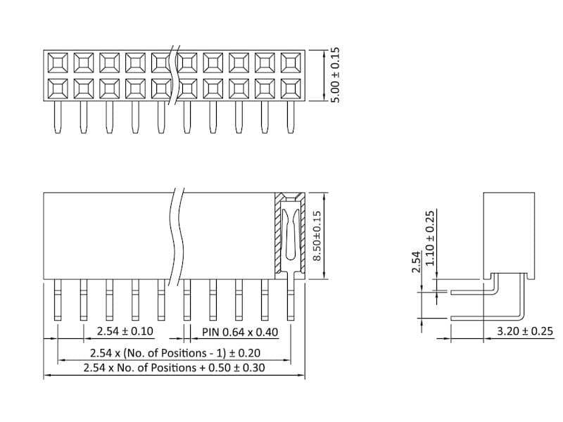 econ connect Buchsenleiste 2 x 20 polig abgewinkelt Höhe 8,5 mm Rastermaß 2,54 mm
