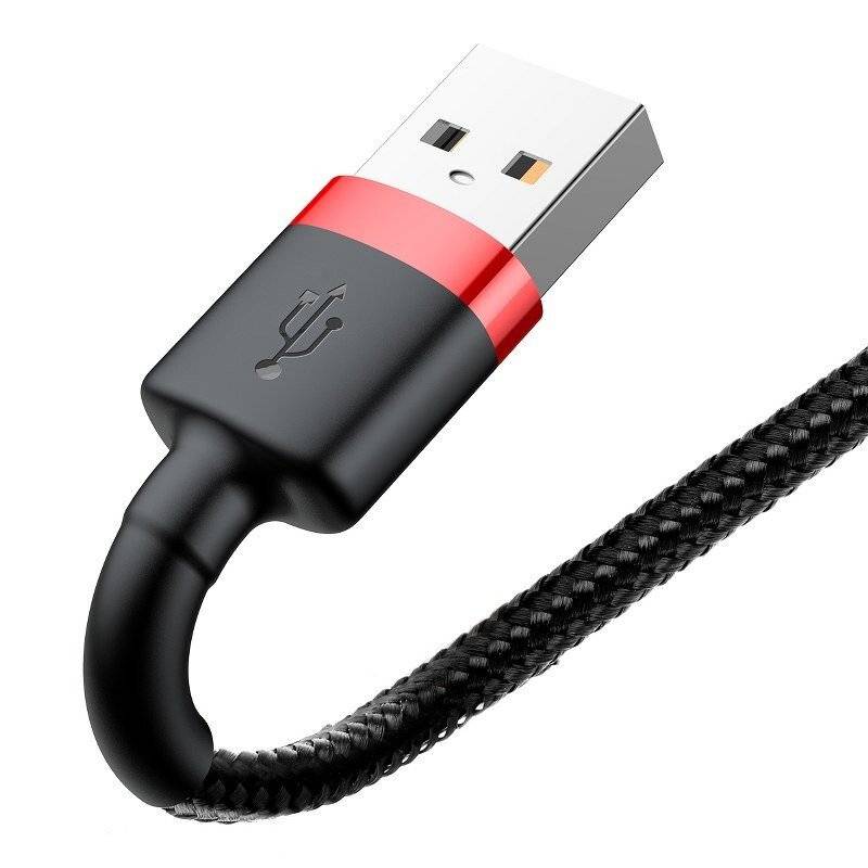 Baseus Cafule Kabel strapazierfähiges Nylonkabel USB / Lightning QC3.0 2.4A 1M schwarz-rot (CALKLF-B19)