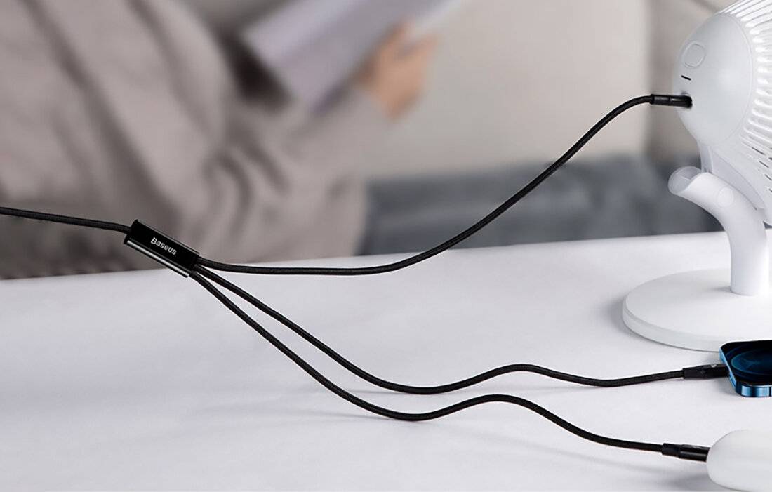 Baseus Rapid Series 3-in-1 Kabel USB-C für M+L+T 20W 1.5m Schwarz