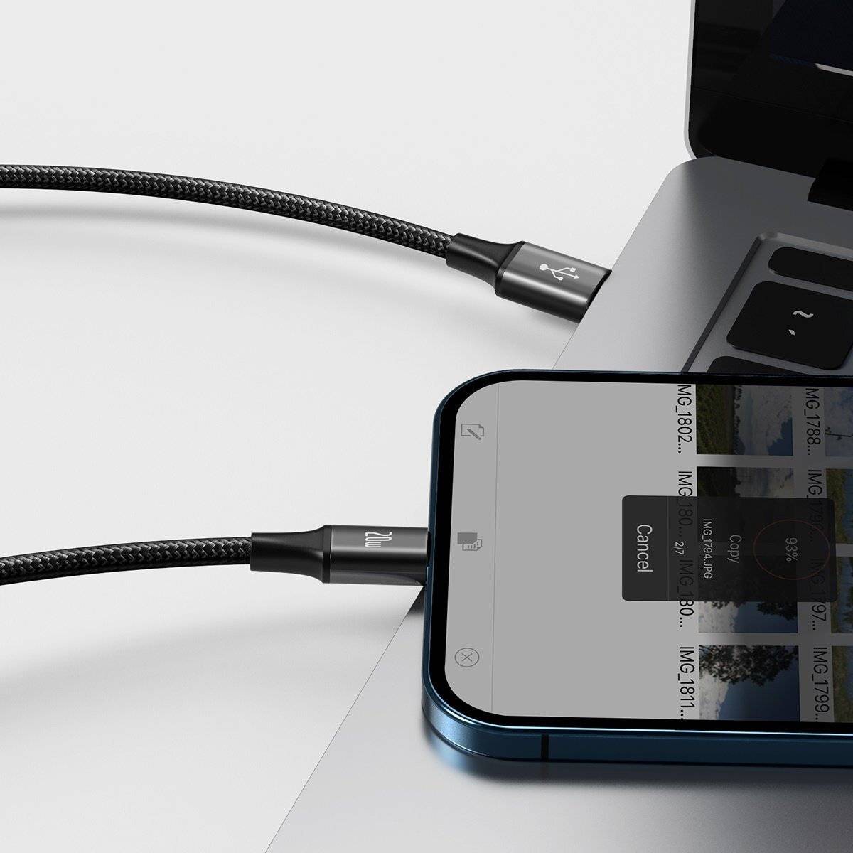 Baseus Rapid Series 3-in-1 Kabel USB-C für M+L+T 20W 1.5m Schwarz
