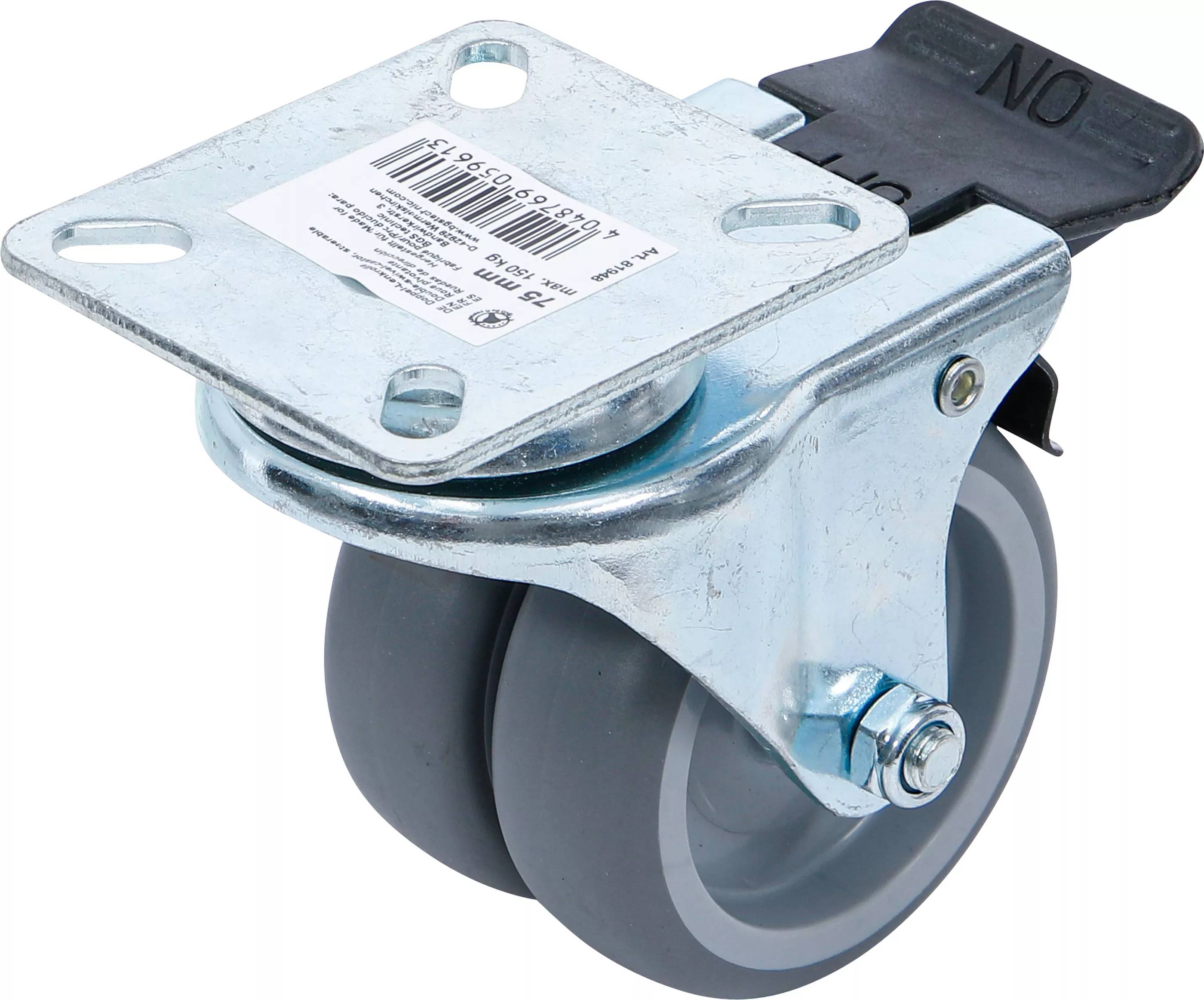 Doppel-Lenkrolle mit Bremse Ø 75 mm