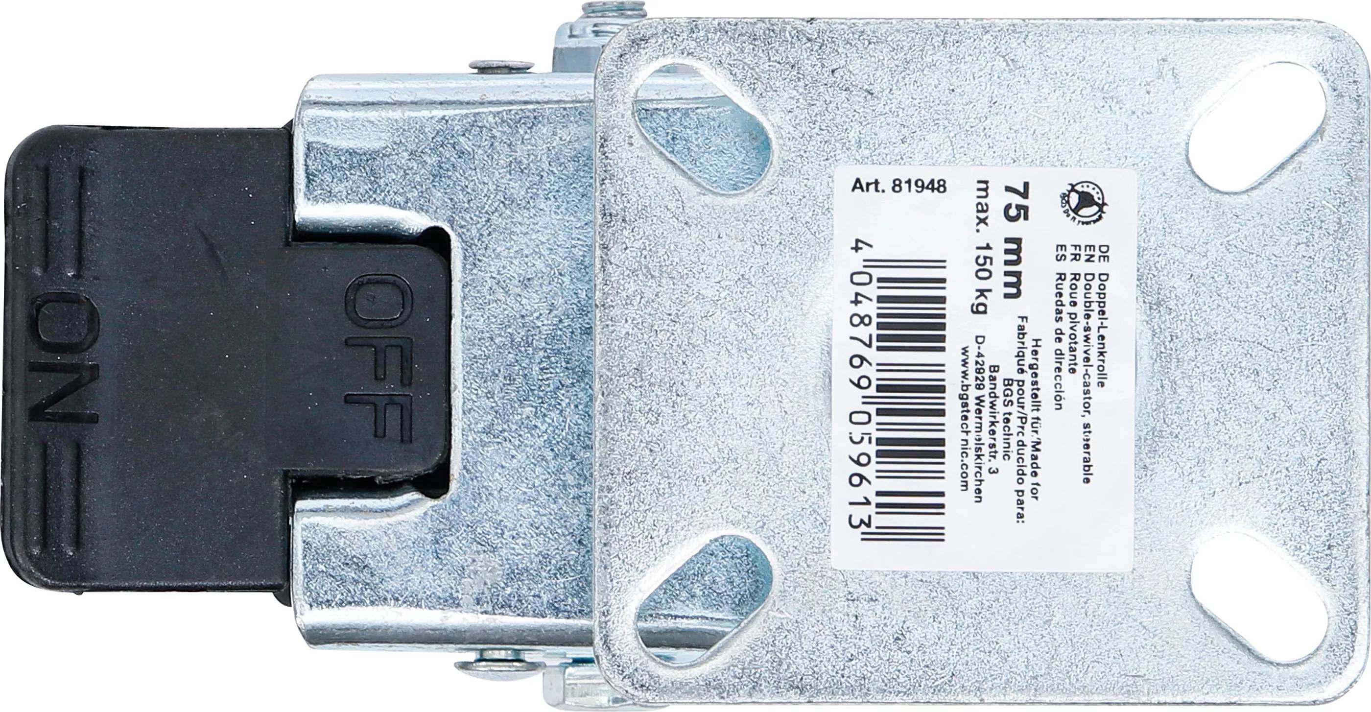 Doppel-Lenkrolle mit Bremse Ø 75 mm