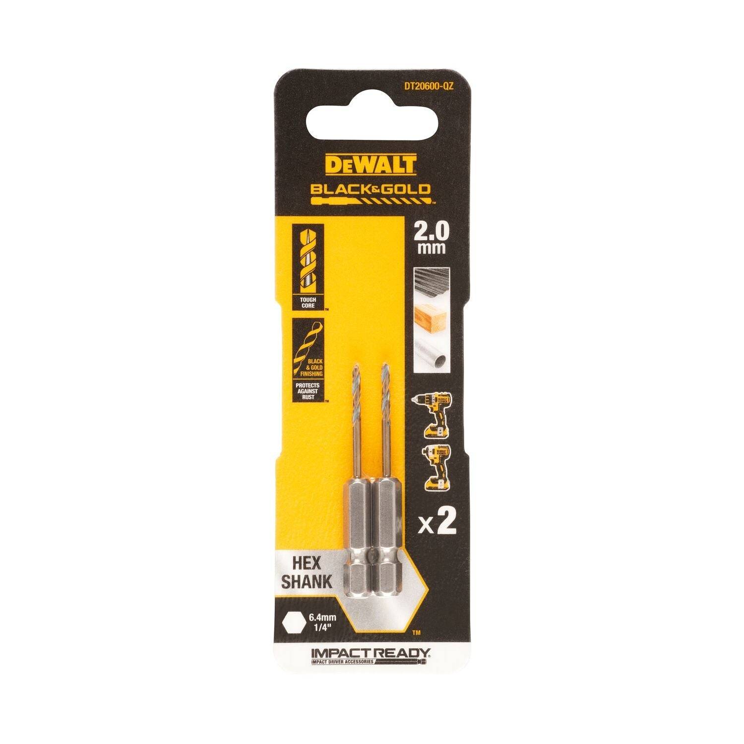 DEWALT Metallbohrer HSS-G, 2x2mm, Sechskant