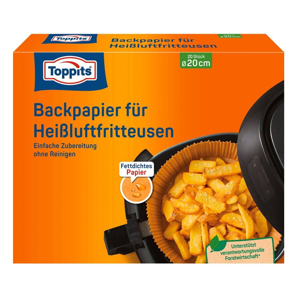 Toppits Backpapier für Heißluftfritteusen/Airfryer