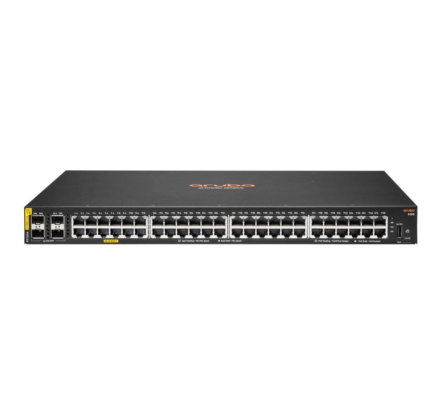 HPE Aruba Networking CX 6100 48G Class4 PoE 4SFP 740W Switch - Switch - L3 - managed - 48 x 10/100/1000 (PoE)