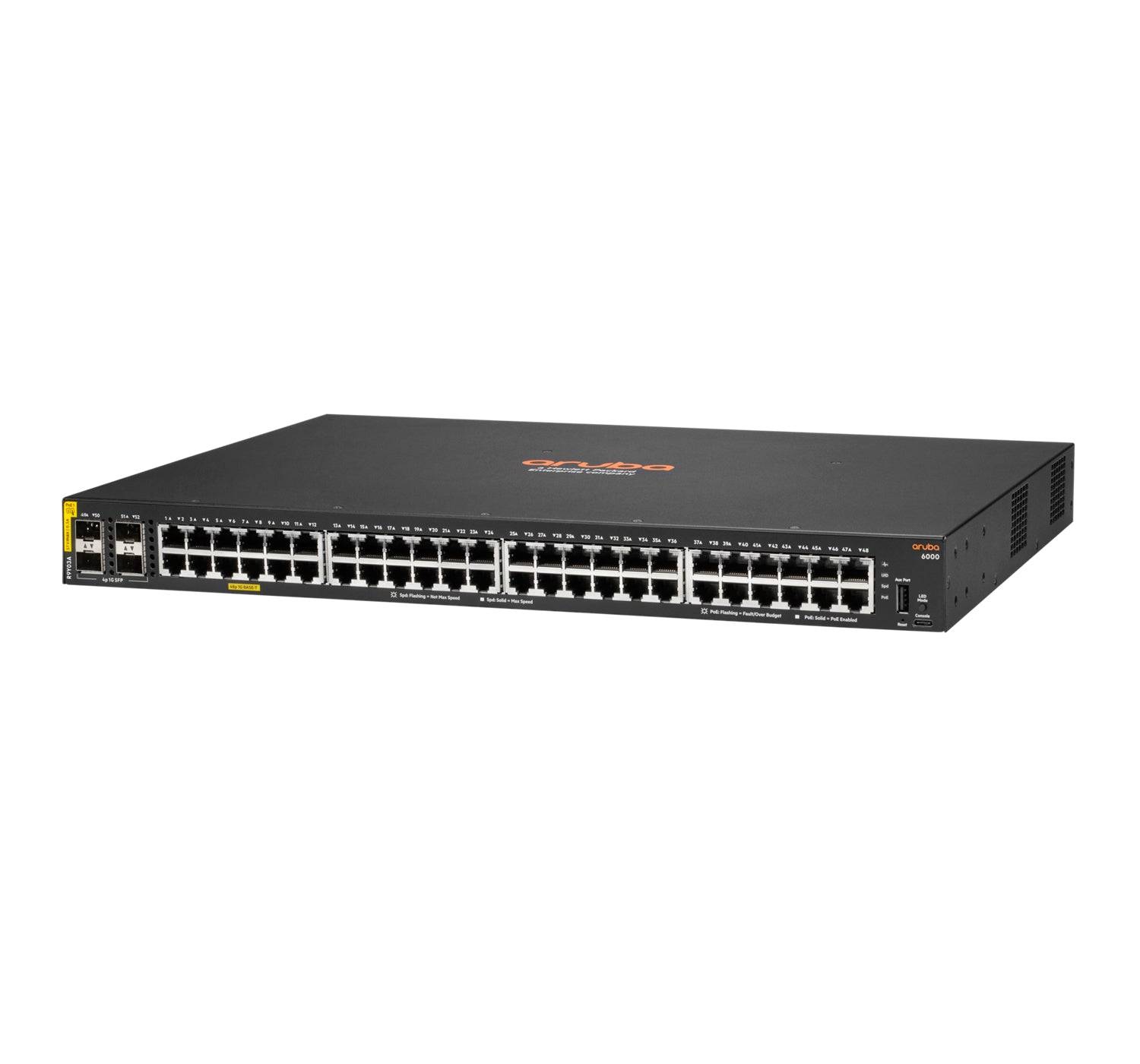R9Y03A - HPE Aruba CX 6000 48G PoE Switch, L3, 48x 10/100/1000, 4SFP, 740W