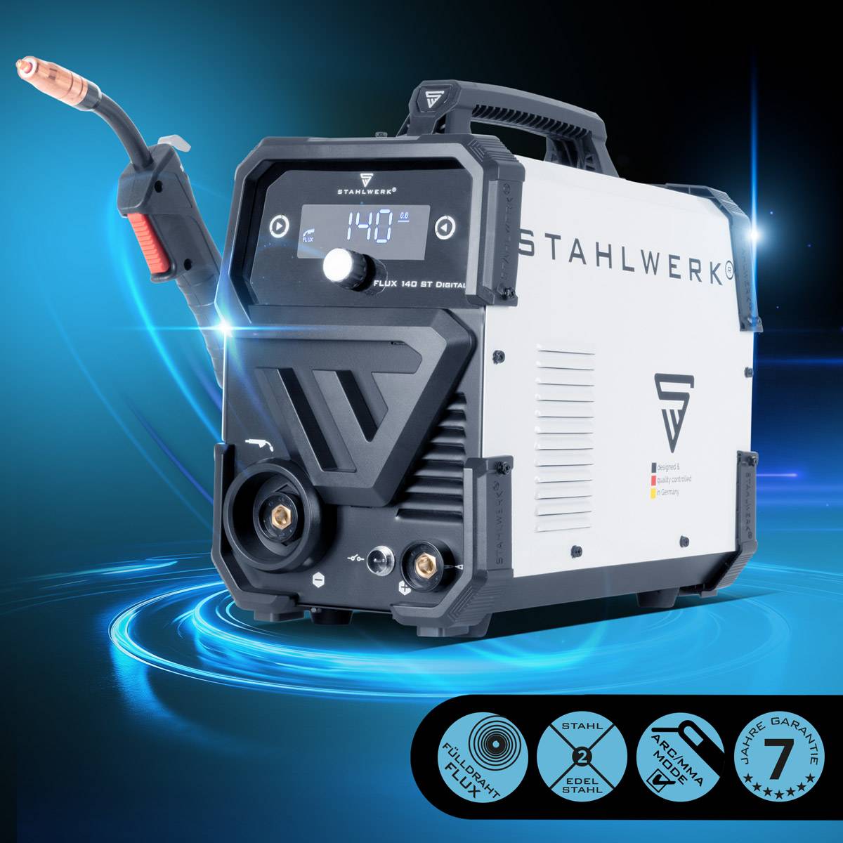 STAHLWERK Schweißgerät FLUX 120 ST Digital Fülldraht MMA/ARC LIFT TIG Funktion