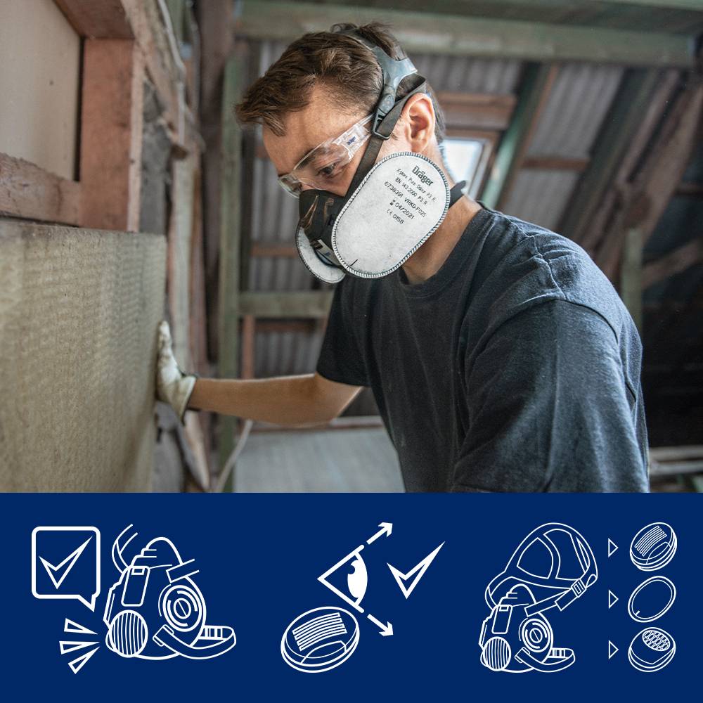 Halbmaske X-plore® 3500 R56960 Größe M Typ Handwerker-Set Material Dräger-Flex, silikonfrei Scheibe ohne Anschluss Bajon