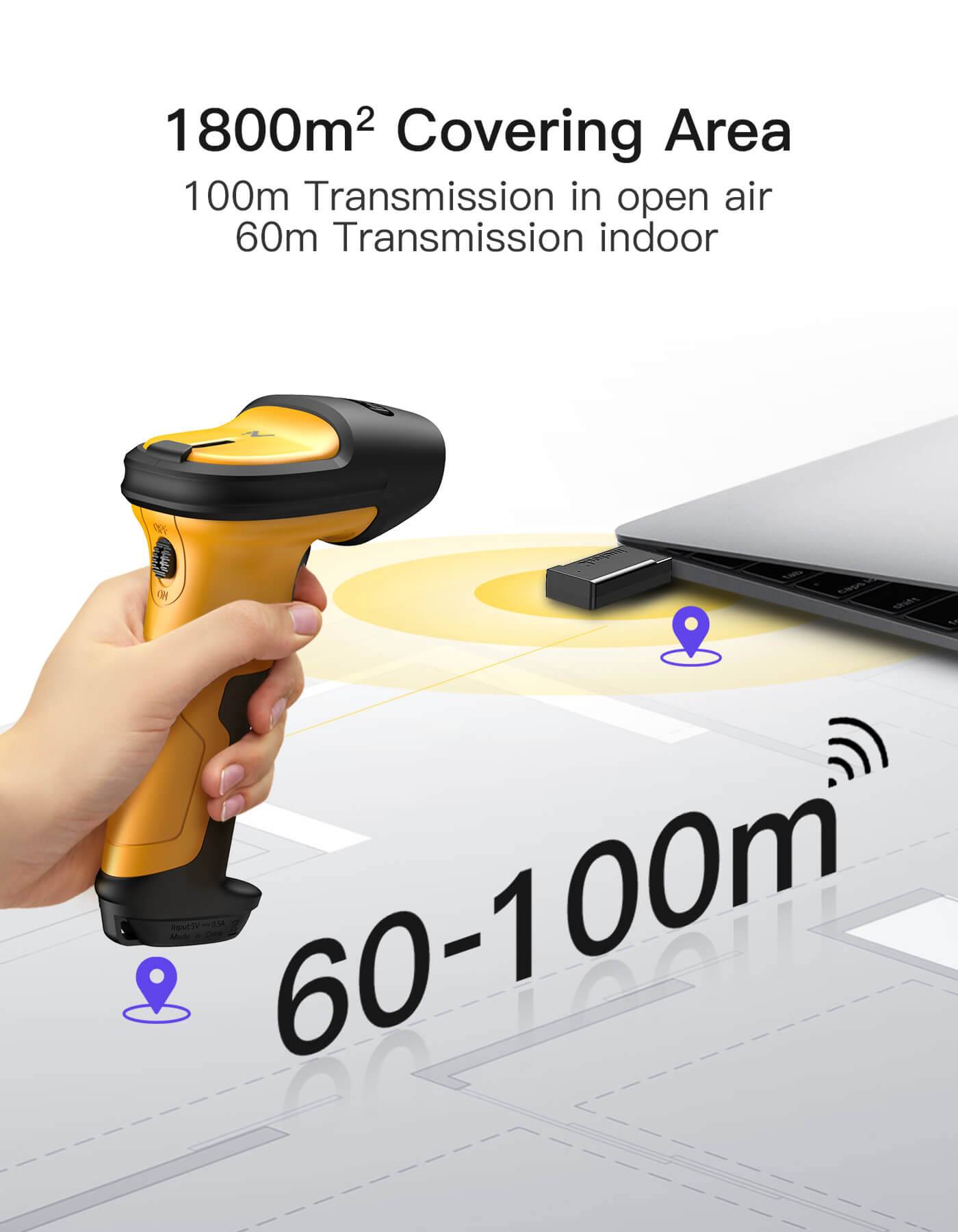inateck Barcodescanner P6-AI Yellow Kit Wireless 1D Multimedia-Technik
