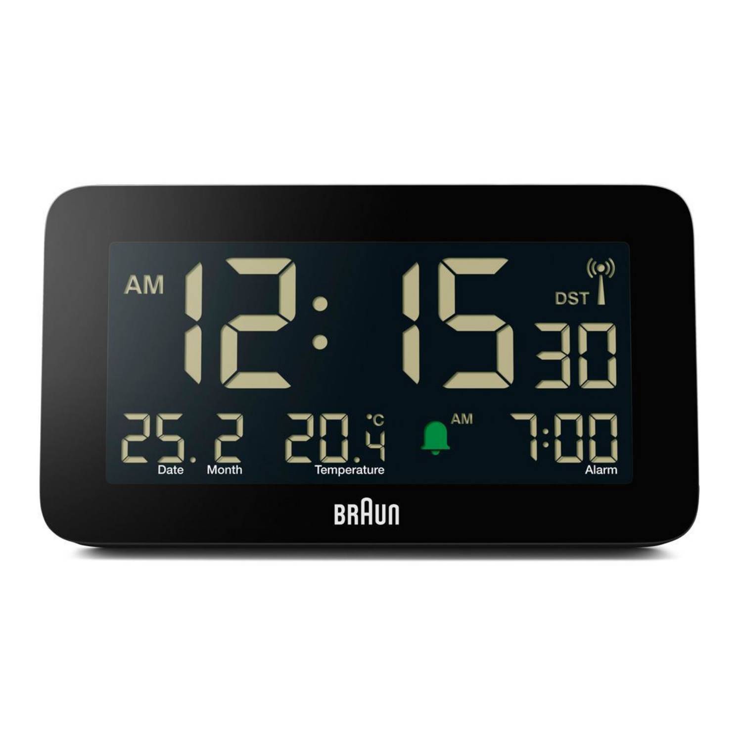 Braun BC10, Digitaler Wecker, Rechteck, Schwarz, 12/24 h, F, °C, LCD