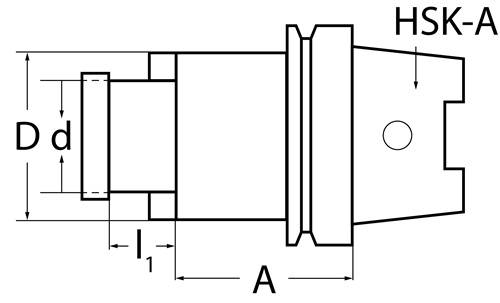 Quernutaufsteckfräsdorn DIN 69893A Spann-D.22mm HSK-A63 A.-L.50mm TECWERK