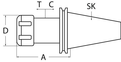 Gewindeschneidfutter Synchron DIN 69871AD/B M3-M20 SK40 A.-L.84mm TECWERK