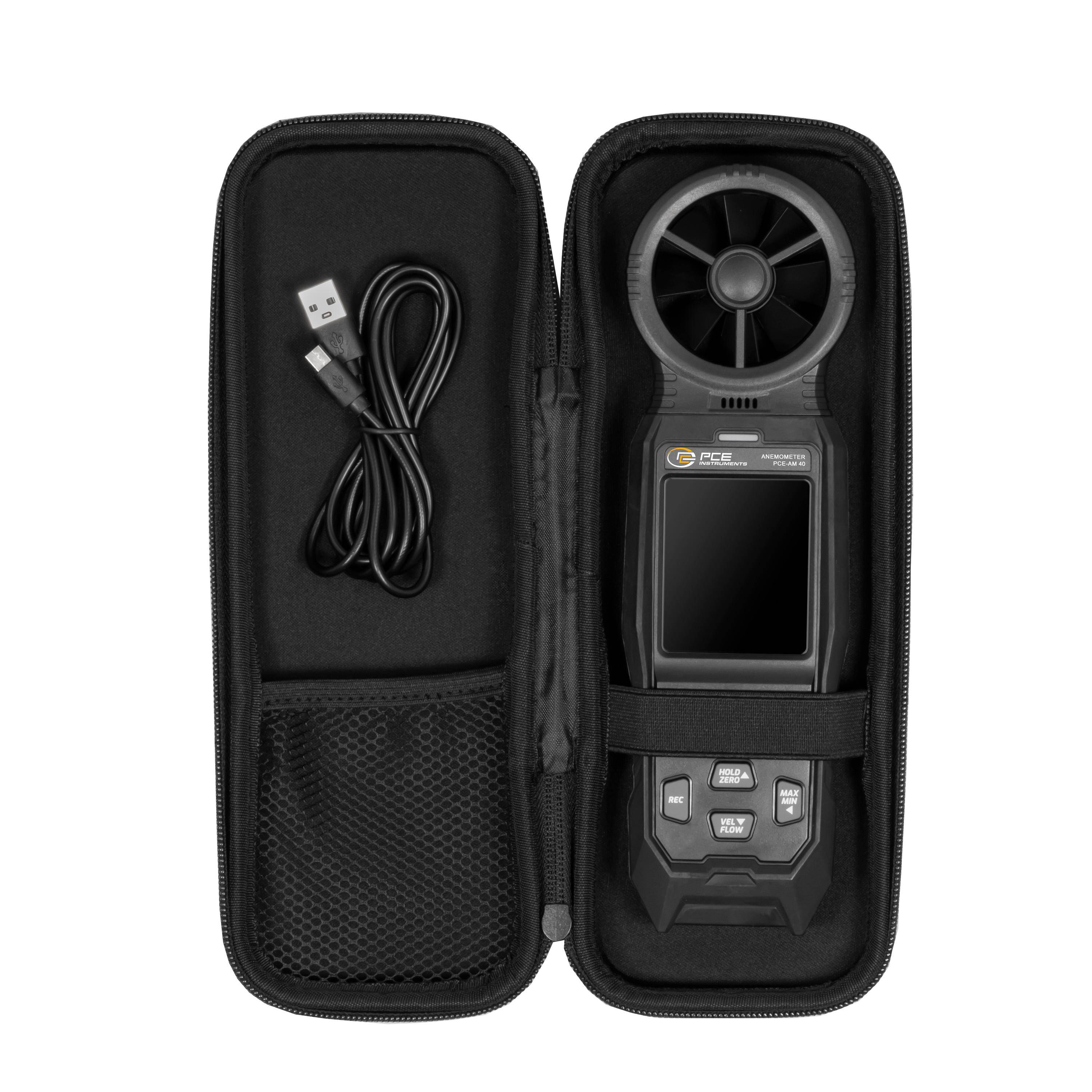 PCE Instruments Anemometer PCE-AM 40 |0..45 m/s |Auflösung 0,001 m/s |0..45°C |0..9999 m³/min |km/h ft/min kn ft/s m³/s