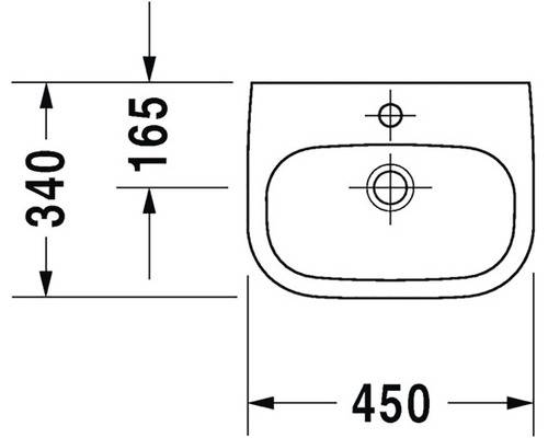 DURAVIT Handwaschbecken D-Code 45 x 34 cm weiß glänzend mit schmutzabweisende Beschichtung WonderGliss 07054500002