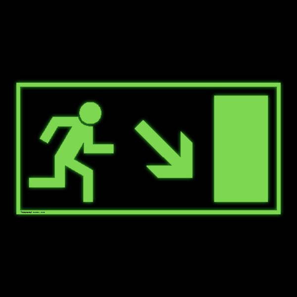 Rettungsweg rechts abwärts Rettungsschild Alu,langnachleuchtend,Safety Marking,30x15cm BGV A8 E13
