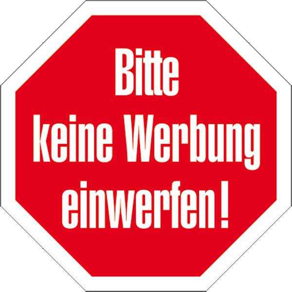 Hinweisschild - Gewerbe und Privat, Bitte keine Werbung einwerfen, Größe: 4x4cm
