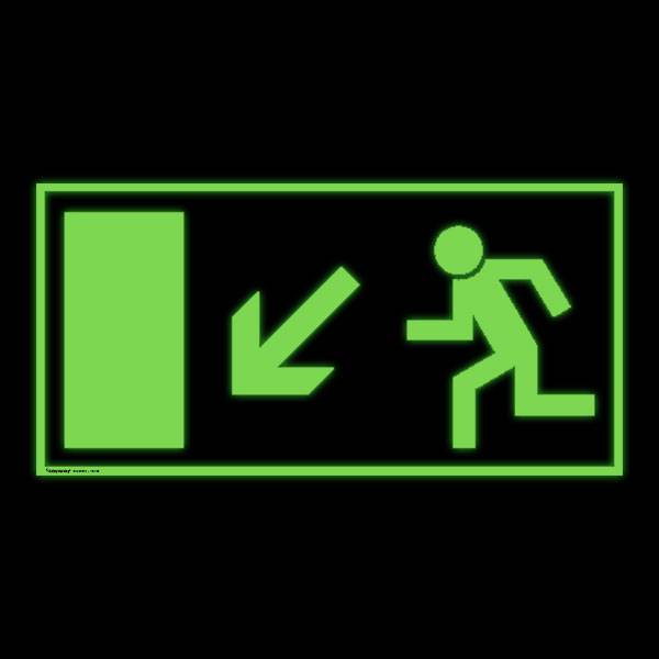 Rettungsweg links abwärts Rettungsschild Alu,langnachleuchtend,Safety Marking, 30x15cm BGV A8 E13