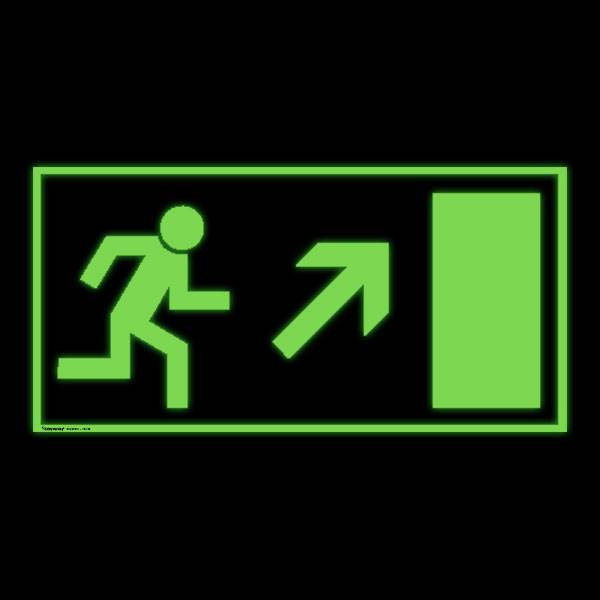 Rettungsweg rechts aufwärts Rettungsschild Alu,langnachleucht.,Safety Marking, 30x15cm BGV A8 E13