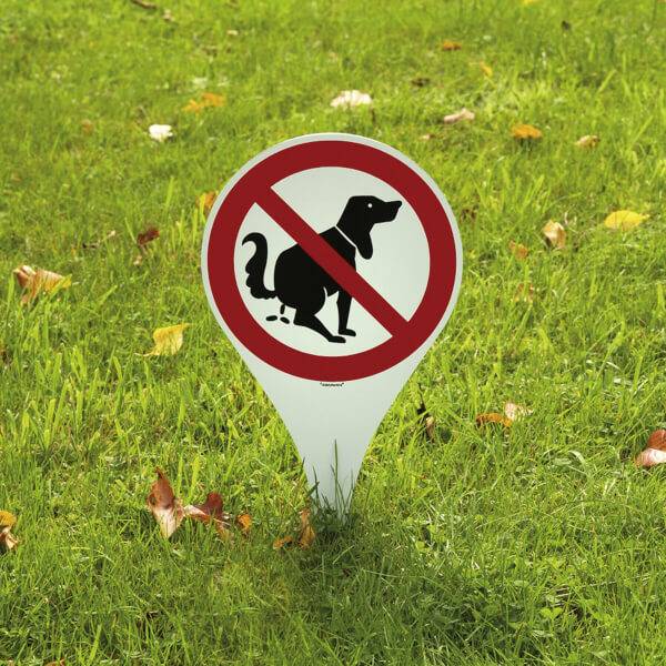 Erdspieß, Hier kein Hundeklo, Alu-Dibond, Durchm.: 18,0 cm, Länge: 33,5 cm