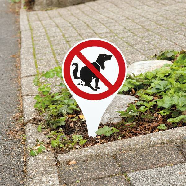 Erdspieß, Hier kein Hundeklo, Alu-Dibond, Durchm.: 18,0 cm, Länge: 33,5 cm