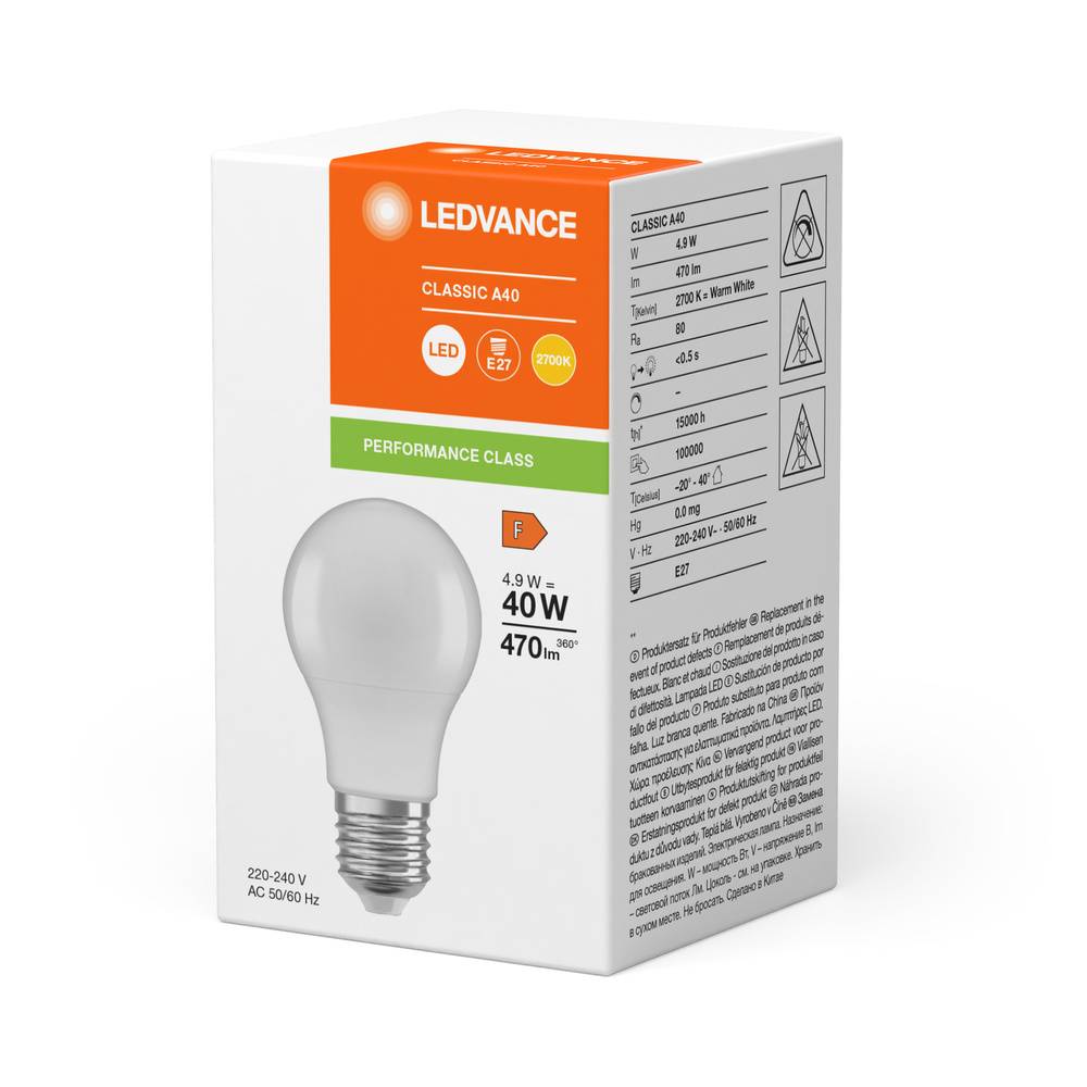Ledvance LED-Leuchtmittel LB25 LED CLA40 827 FR E27 P