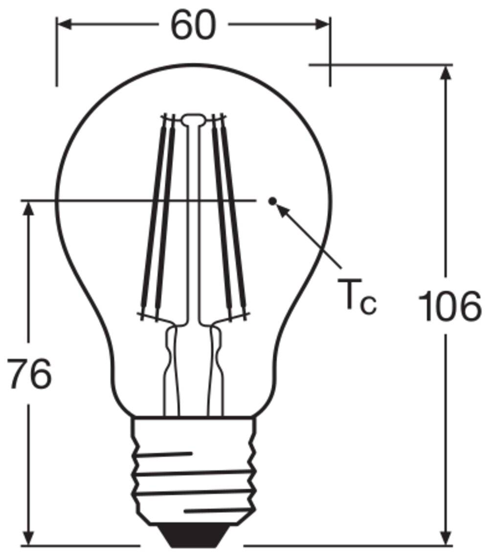 LEDV LED Classic A60 DIM-E27 054396 7W / 2700K / 806lm / ø60x105mm