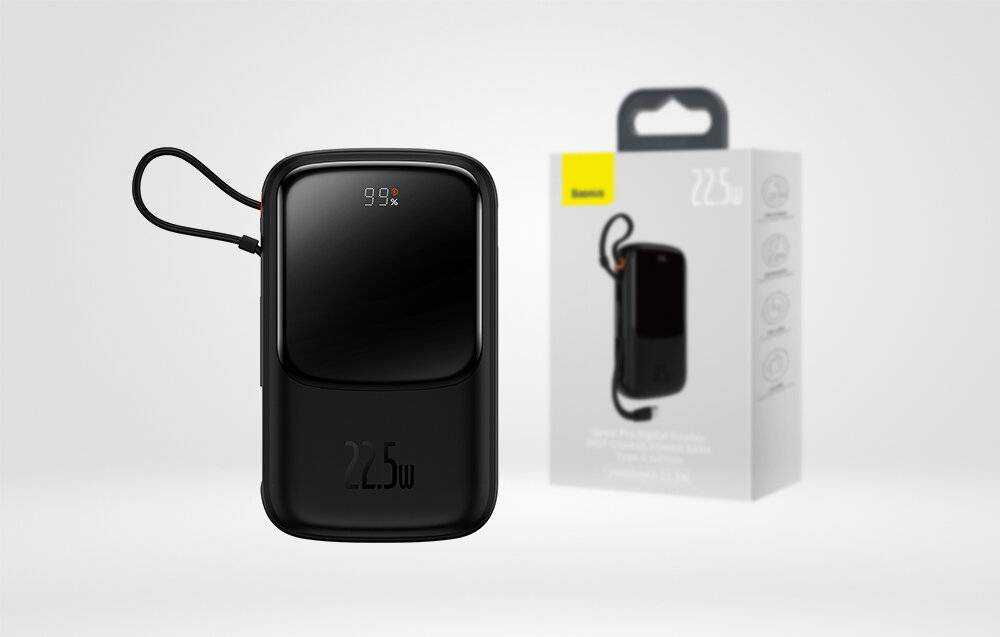 Powerbank Baseus Qpow PRO mit Kabel, 10000mAh, 22.5W (Schwarz)