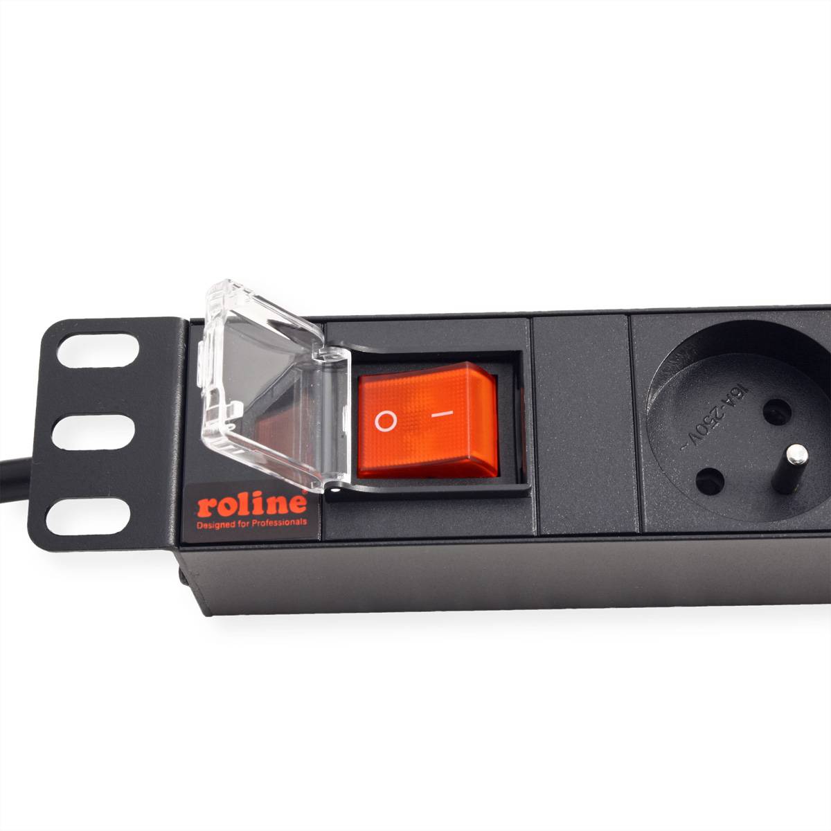 Roline 19-Zoll-Steckdosenleiste 8fach, mit Ein-/Aus-Schalter, UTE-Version, schwarz, 1,8m