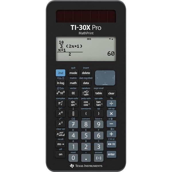 Texas Instruments TI 30X Pro MathPrint Schulrechner mit MathPrint-Anzeige, Solar- und Batteriebetrieb