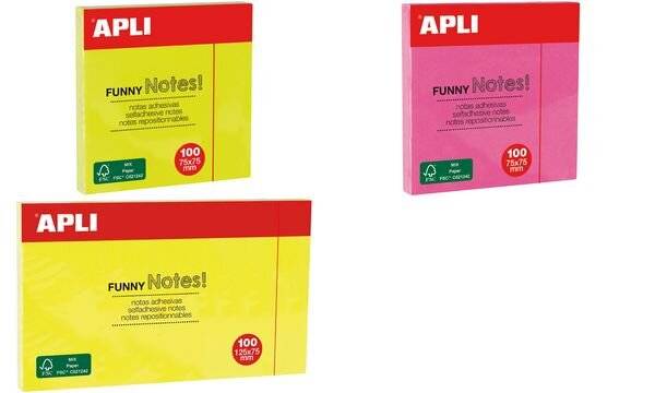 APLI Haftnotizen "FUNNY Notes!", 75 x 75 mm, neonpink